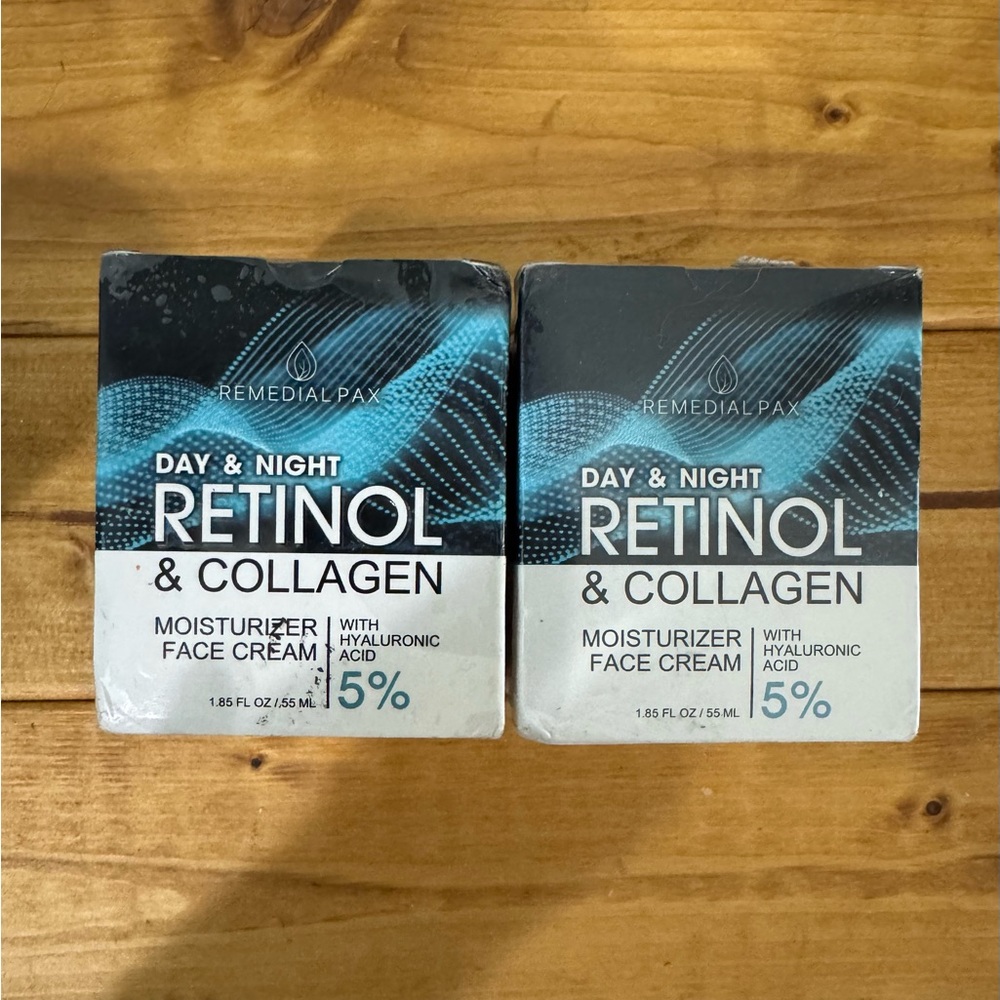 REMEDIAL PAX Day & Night Retinol Collagen Face Cream 5% Hyaluronic Acid 2ct